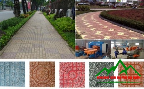 đá trắng, đá hạt đen sản xuất gạch vỉa hè