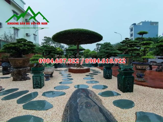 sỏi vàng quay rải lối đi sân vườn