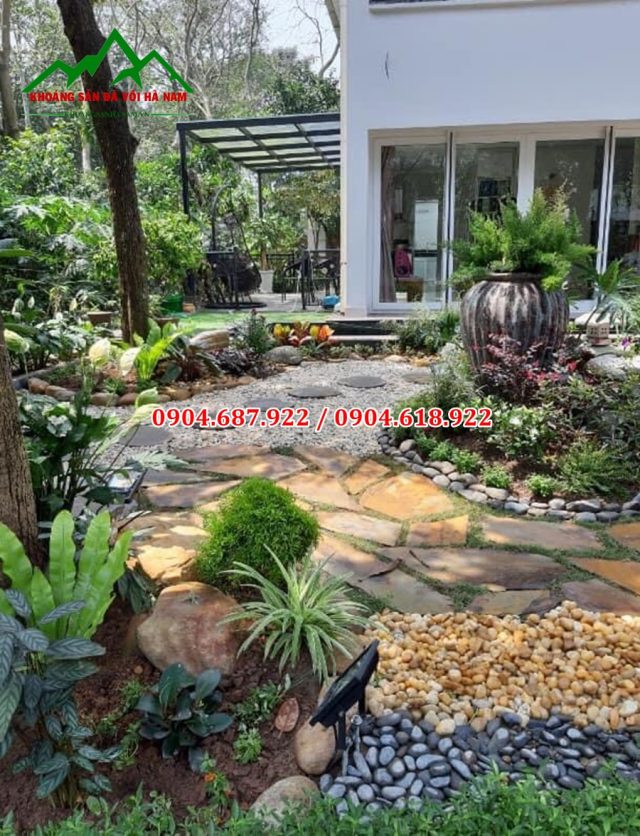 sỏi rải lối đi sân vườn