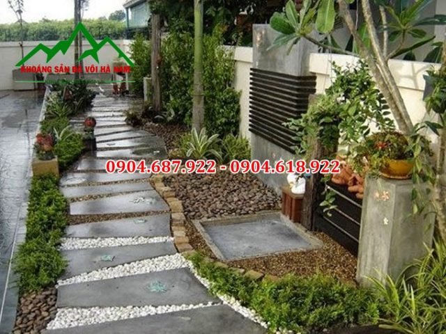 sỏi hồng rải sân vườn
