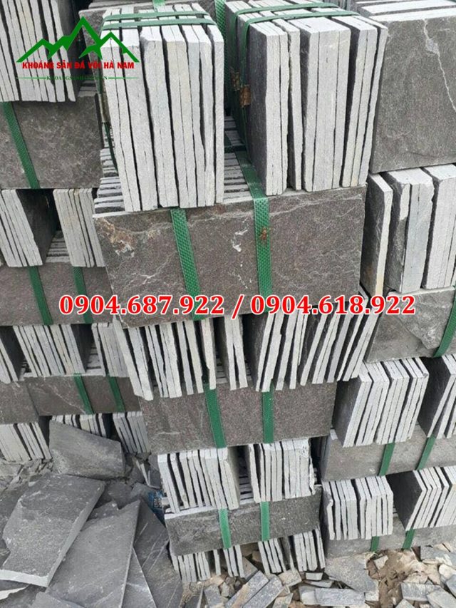 đá đen chẻ tay ốp tường