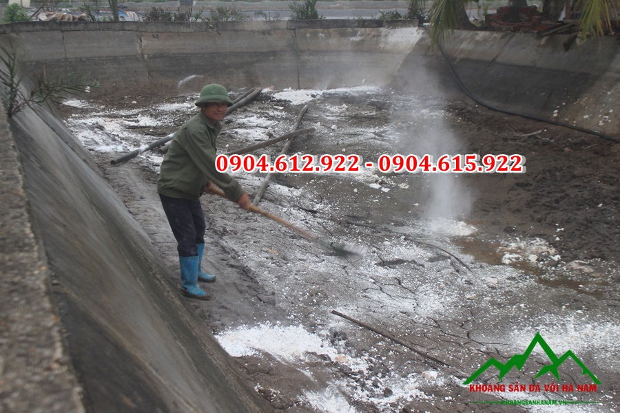 voi bột khử trùng hồ nuôi tôm